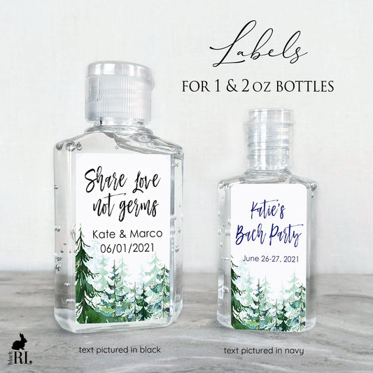 Printed Small Hand Sanitizer Labels / Evergreen Trees - TR19