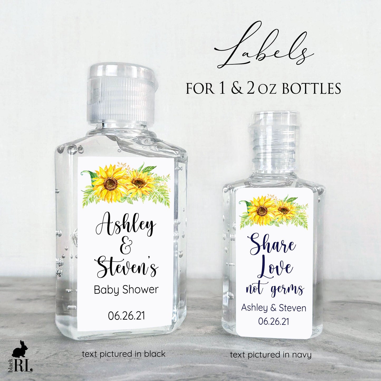 Printed Small Hand Sanitizer Labels / Sunflower - SF19