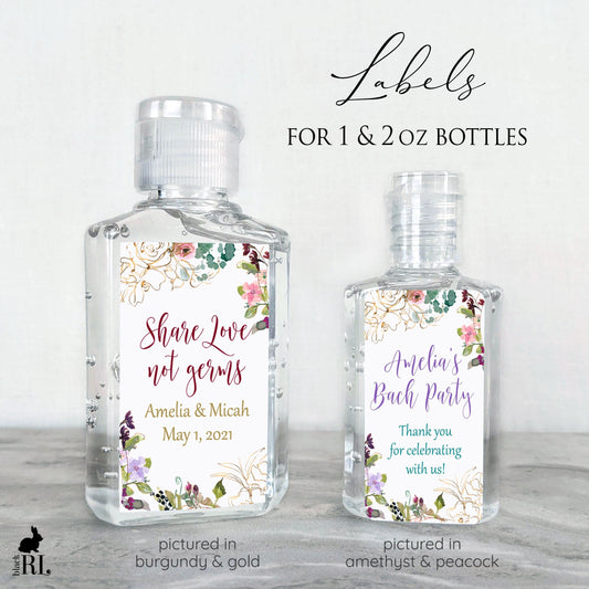 Printed Small Hand Sanitizer Labels / Wildflowers - WF20