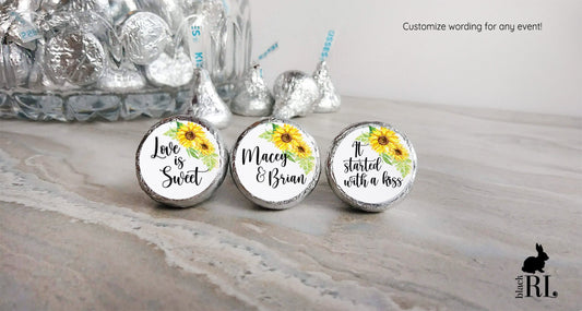 Printed Chocolate Kiss Stickers / Sunflower - SF19