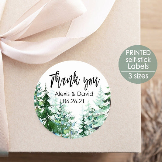 Printed Round Labels in 3 Sizes / Evergreen Forest - TR19