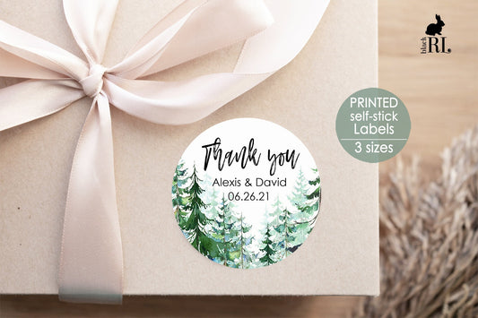 Printed Round Labels in 3 Sizes / Evergreen Forest - TR19