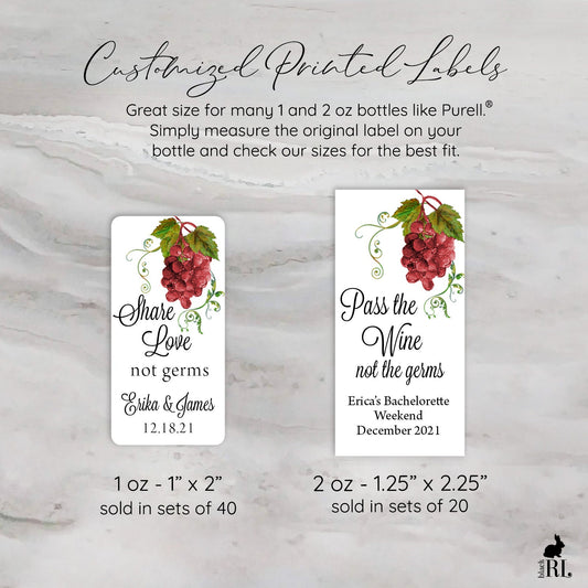 Printed Small Hand Sanitizer Labels / Vineyard Wine - VW18