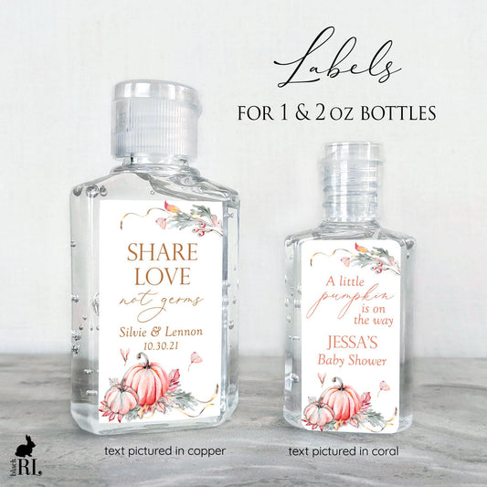 Printed Small Hand Sanitizer Labels / Fall Pumpkins - FP21