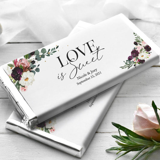 Printed Labels for Full Size Candy/Chocolate Bar / Brilliant Bouquet of Fall Flowers - BC20