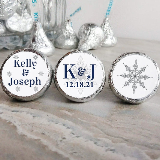 Printed Chocolate Kiss Stickers / Snowflake Label for Candy - LX18