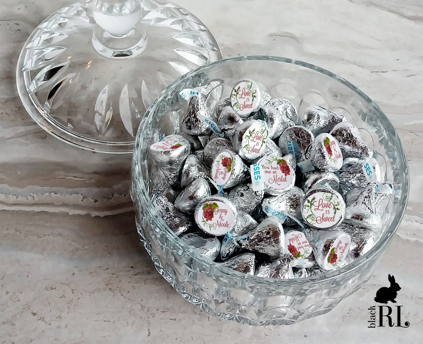 Printed Chocolate Kiss Stickers / Vineyard Wine design - VW18