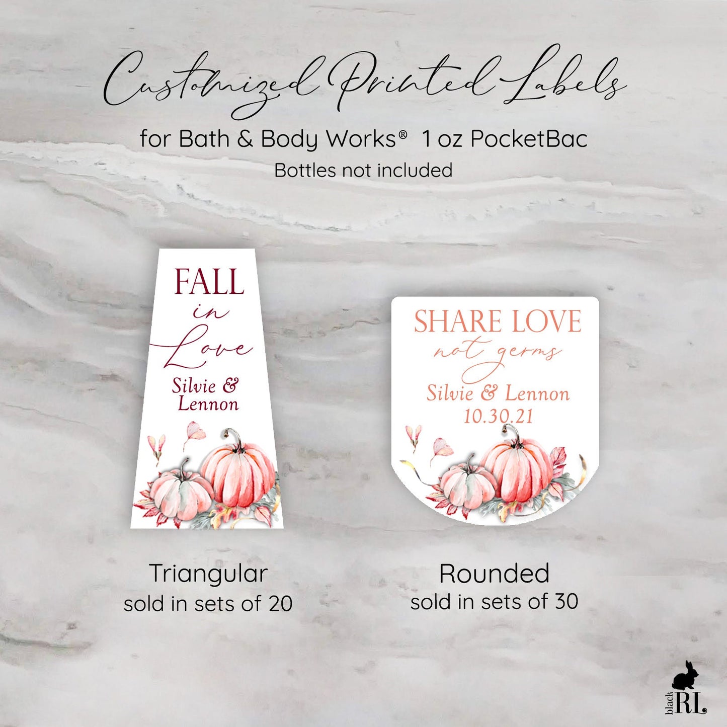 Printed Bath and Body Works® PocketBac Sanitizer Labels / Fall Pumpkins - FP21