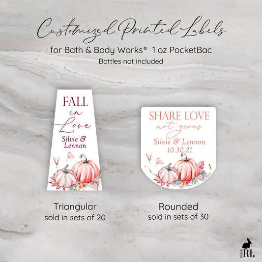 Printed Bath and Body Works® PocketBac Sanitizer Labels / Fall Pumpkins - FP21