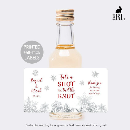 Printed Mini Liquor Bottle Labels / Lacey Snowflakes - LX18