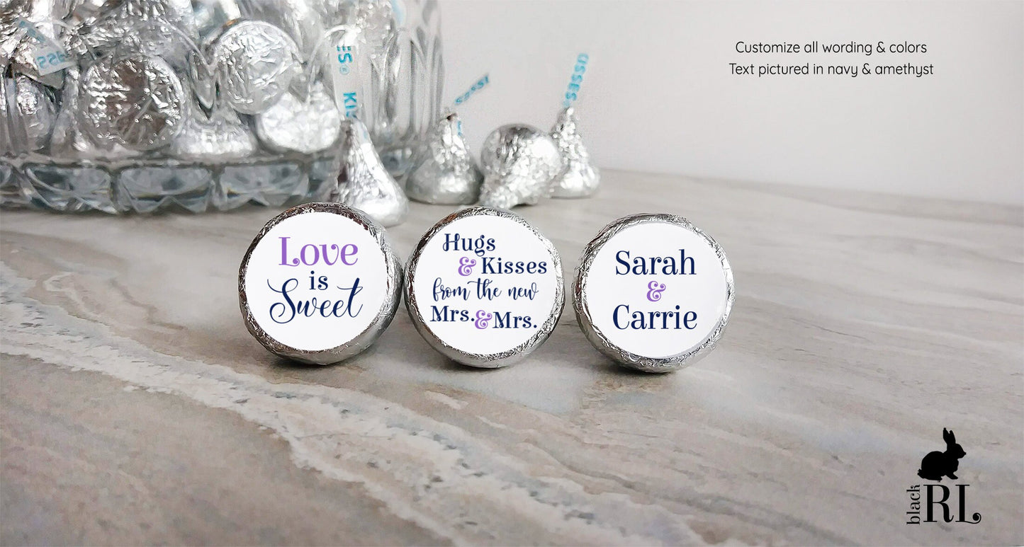 Printed Chocolate Kiss Stickers / Simple, Modern Love is Sweet - LV15