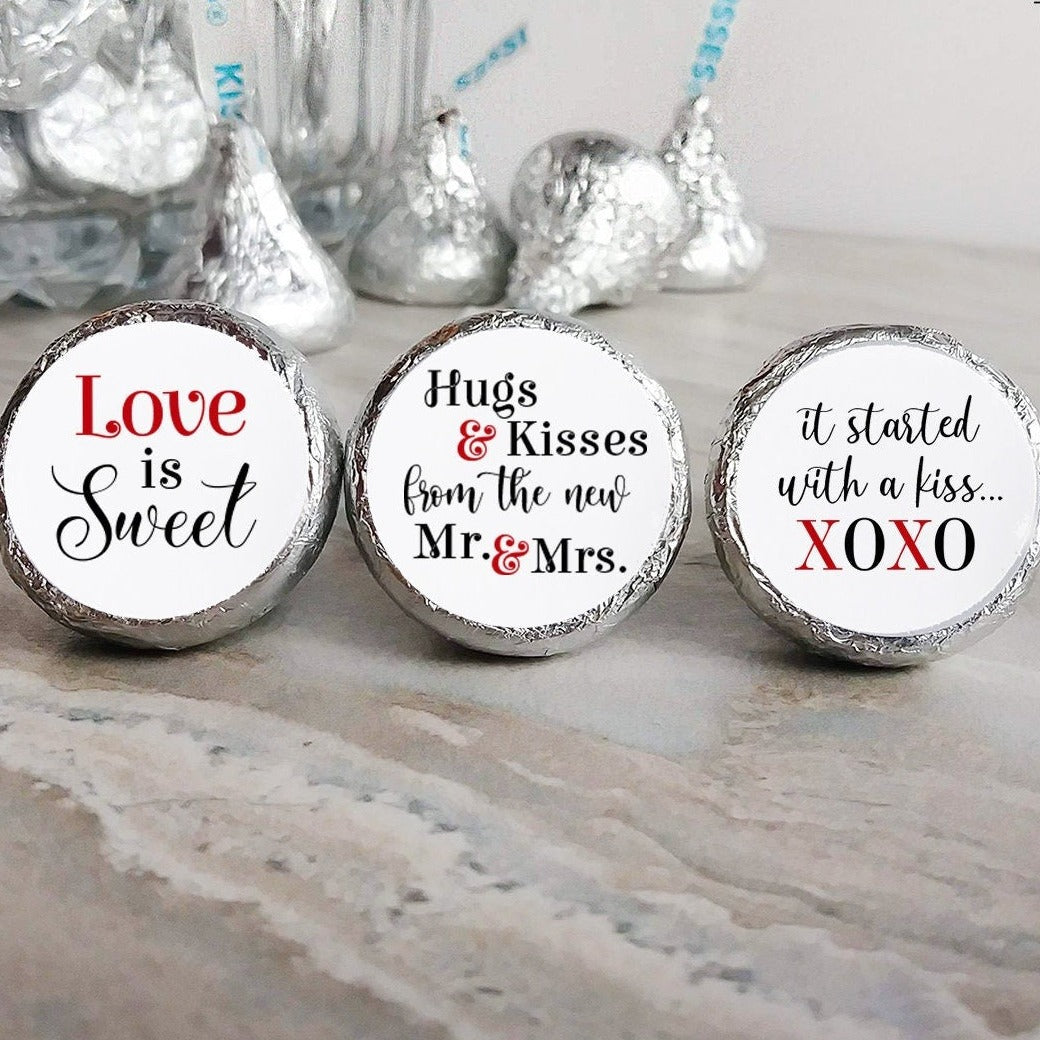 Printed Chocolate Kiss Stickers / Simple, Modern Love is Sweet - LV15