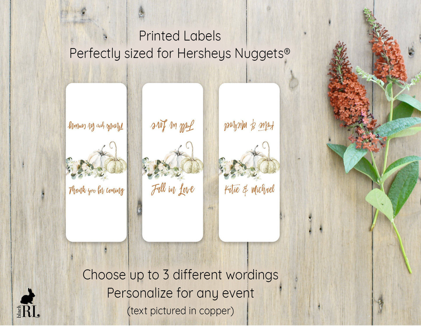 Printed Hershey's Nugget® Labels / White Pumpkin - WP21
