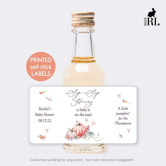 Printed Mini Liquor Bottle Labels / Fall Pumpkins - FP21