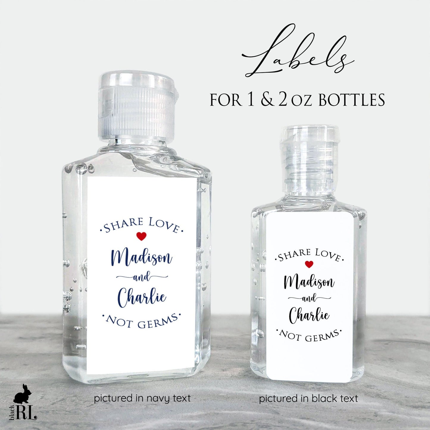 Printed Small Hand Sanitizer Labels / Modern Script - MS21