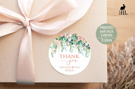Printed Round Labels in 3 Sizes / Romantic Blossoms - RB21