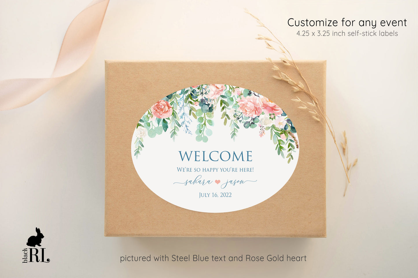 Printed Oval Bag and Box Labels / Romantic Blossoms -  RB21
