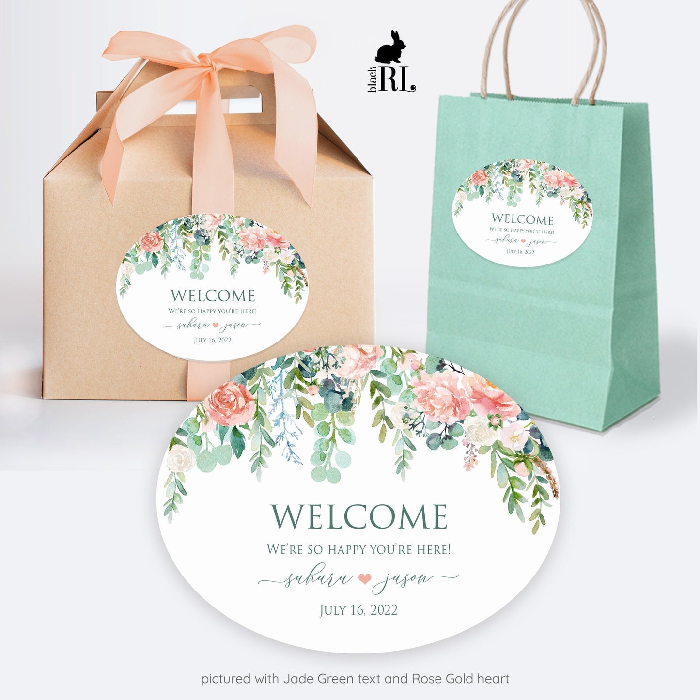 Printed Oval Bag and Box Labels / Romantic Blossoms -  RB21