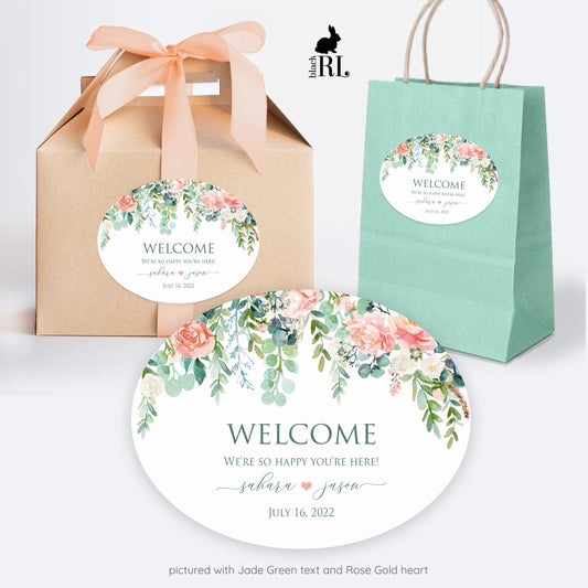 Printed Oval Bag and Box Labels / Romantic Blossoms -  RB21