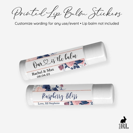 Printed Lip Balm Labels / Navy and Blush Blooms - BD22