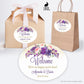 Printed Oval Bag and Box Labels / Purple and Pink Floral Bouquet-  PZ18