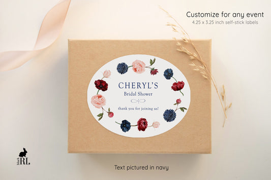 Printed Oval Bag and Box Labels / Chain of Flowers -  CC21