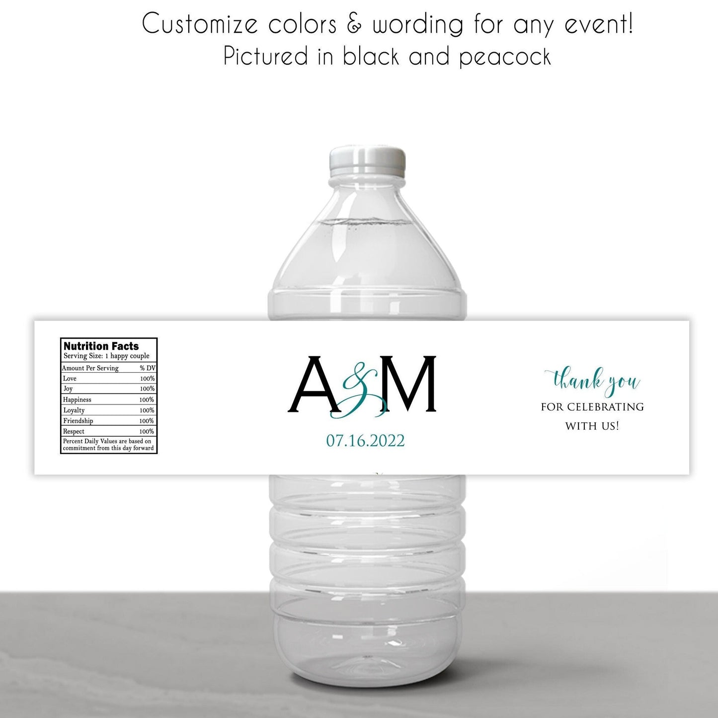 Printed Personalized Water Bottle Labels / Modern Monogram - MG20