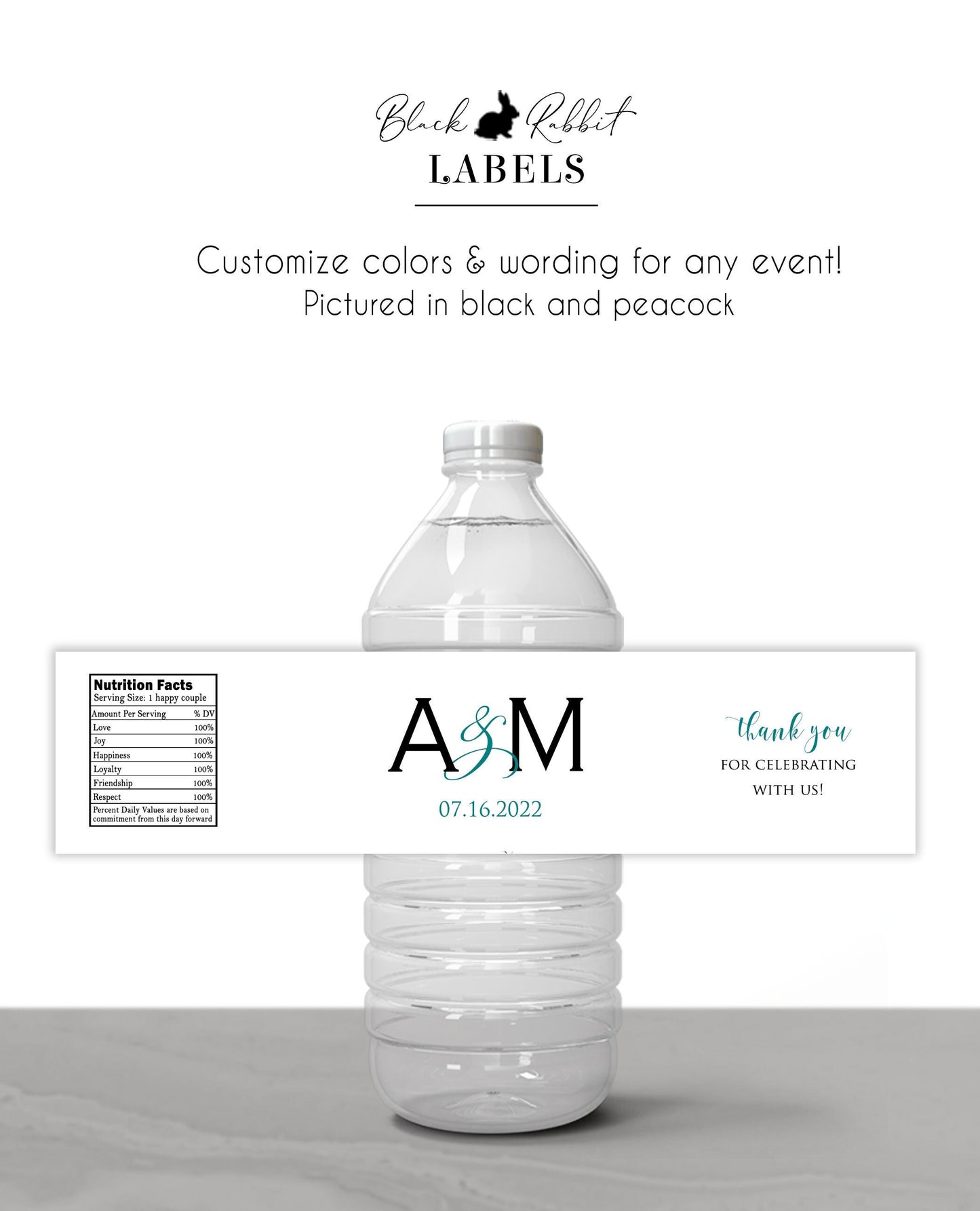 Printed Personalized Water Bottle Labels / Modern Monogram - MG20