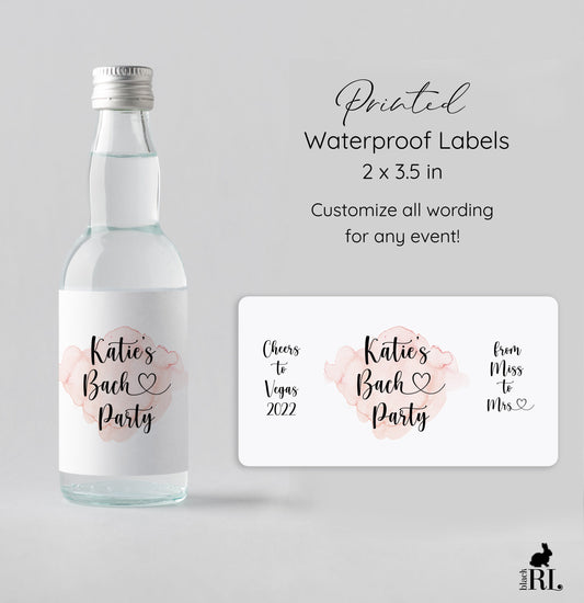 Printed Mini Liquor Bottle Labels / Pink Hearts - PH21