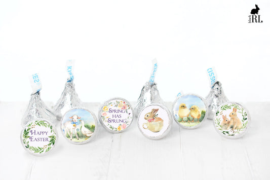 Printed Chocolate Kiss Stickers / Spring Animals - EA22