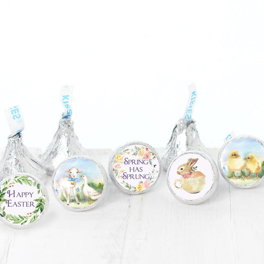 Printed Chocolate Kiss Stickers / Spring Animals - EA22