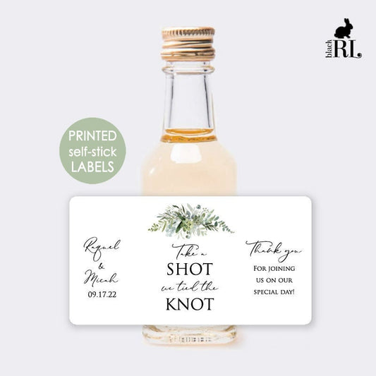 Printed Mini Liquor Bottle Labels / Greenery Bouquet - GE20