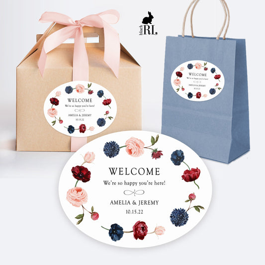 Printed Oval Bag and Box Labels / Chain of Flowers -  CC21