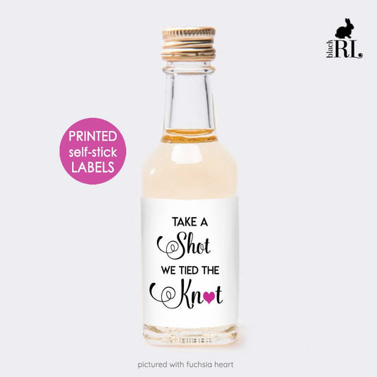 Printed Mini Liquor Bottle Labels / Scrolly Modern Heart - SM20