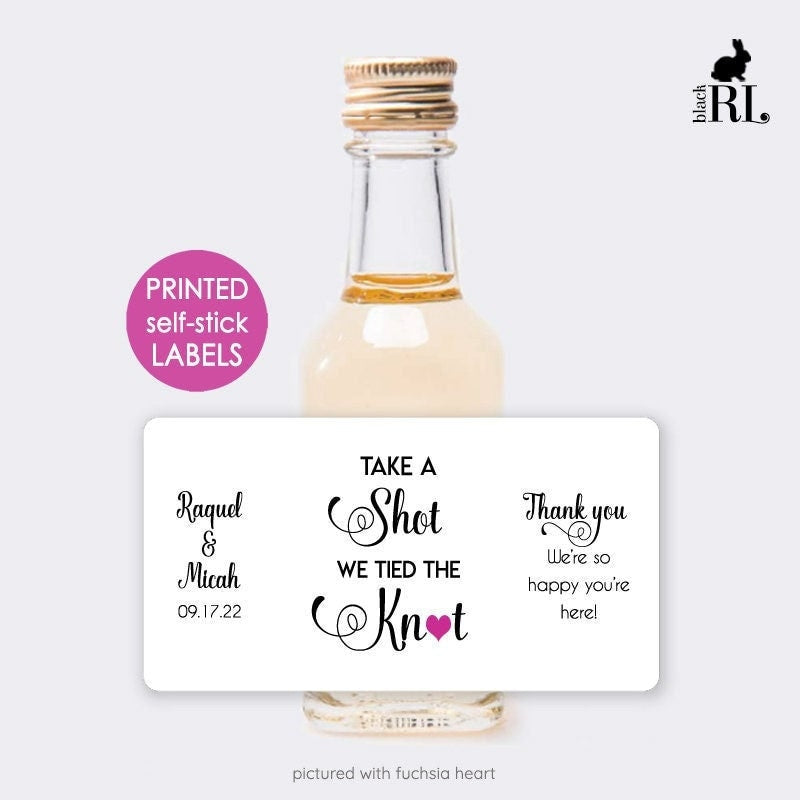 Printed Mini Liquor Bottle Labels / Scrolly Modern Heart - SM20