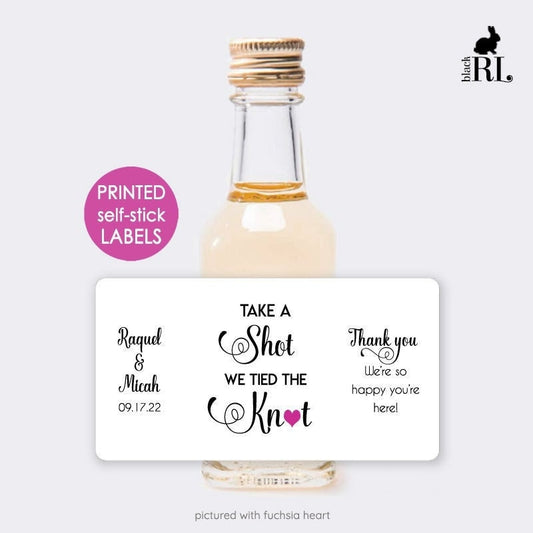 Printed Mini Liquor Bottle Labels / Scrolly Modern Heart - SM20