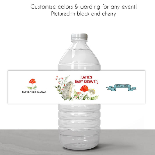 Printed Personalized Water Bottle Labels / Hedgehog - HG20