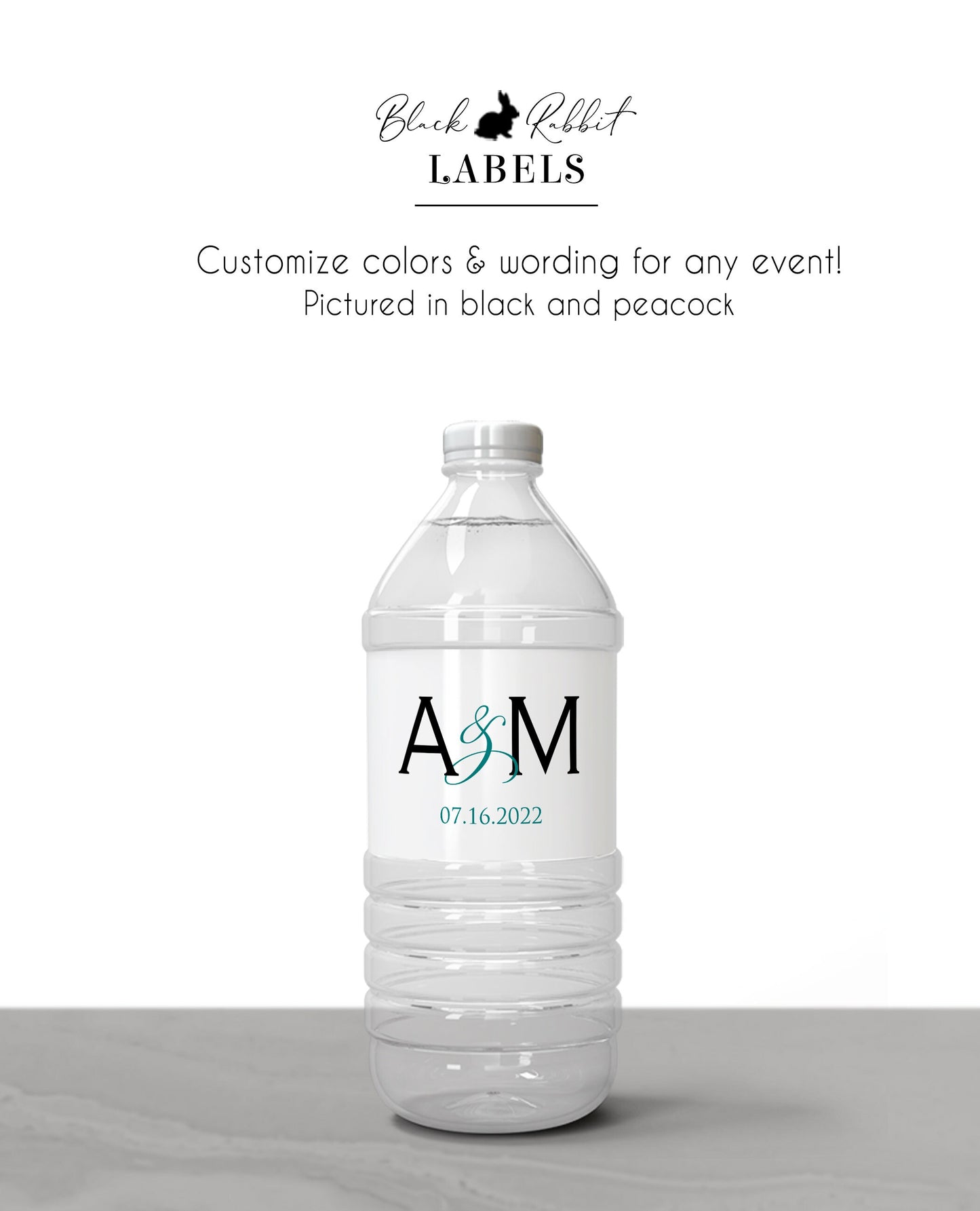 Printed Personalized Water Bottle Labels / Modern Monogram - MG20