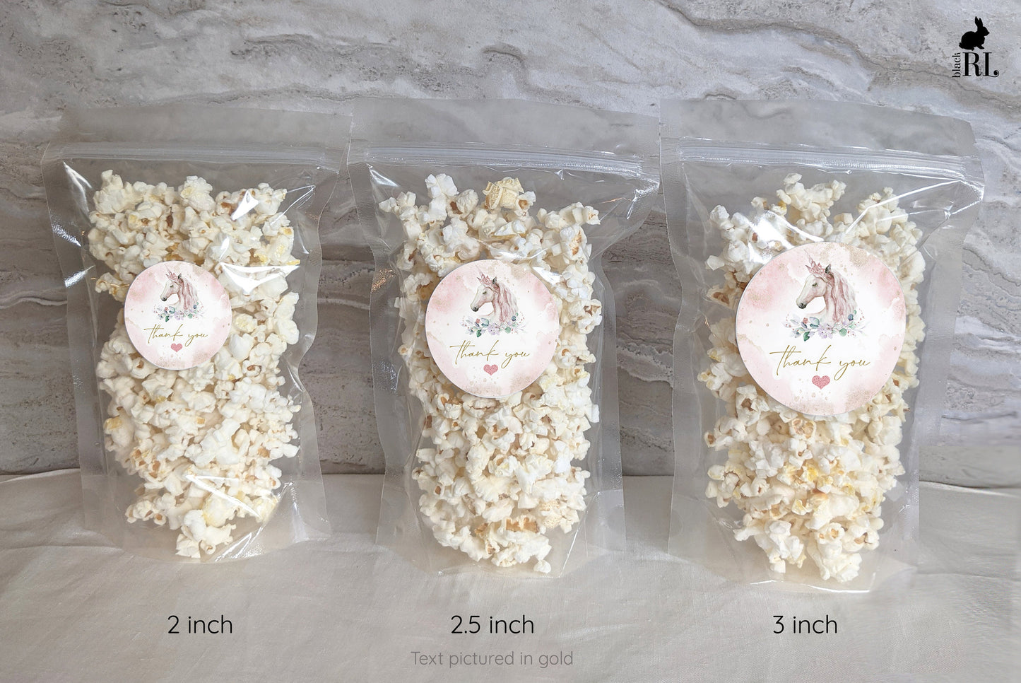 Printed Round Labels in 3 Sizes / Unicorn Dreams - UN21