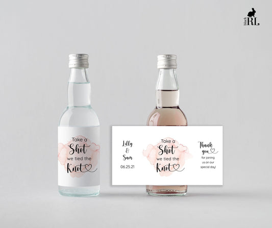 Printed Mini Liquor Bottle Labels / Pink Hearts - PH21