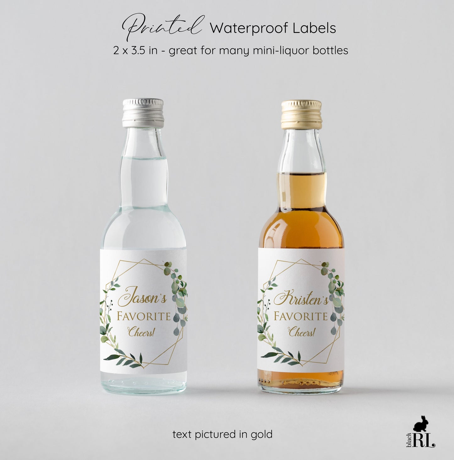 Printed His and Her Favorite Mini Liquor Labels / Greenery Geo GG18