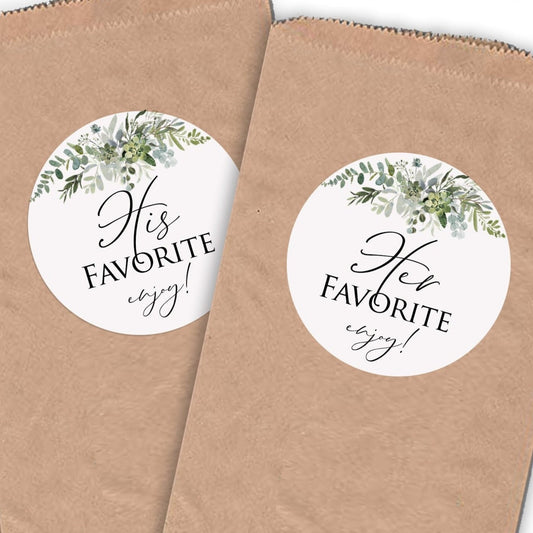 Printed His & Her Favorite Labels or Choose Their, Our, or Names / Green Foliage - GE20