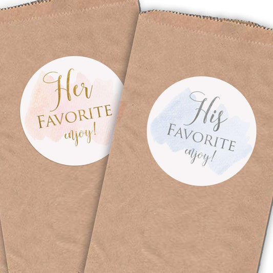 Printed His & Her Favorite Labels or Choose Their, Our, or Names / Watercolor Wash - WC19