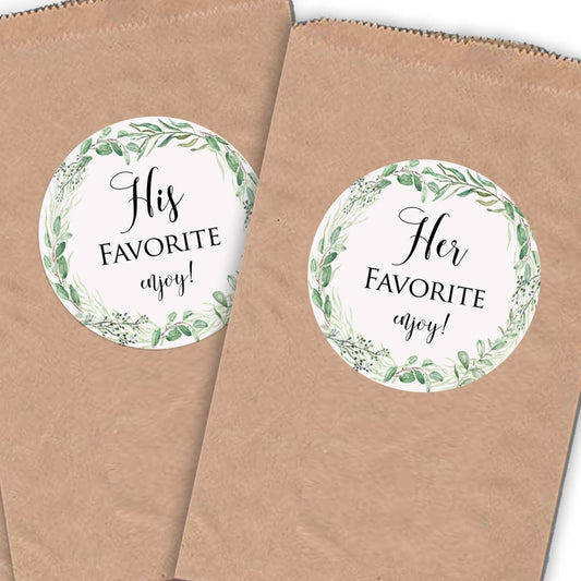 Printed His & Her Favorite Labels or Choose Their, Our, or Names / Eucalyptus Leaf Wreath - LW18