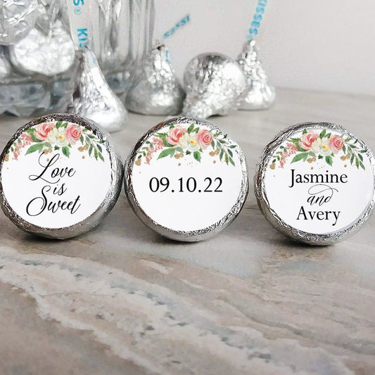 Printed Chocolate Kiss Stickers / Victorian Roses - VC22