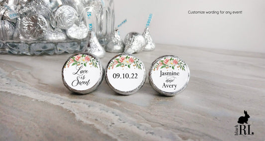 Printed Chocolate Kiss Stickers / Victorian Roses - VC22