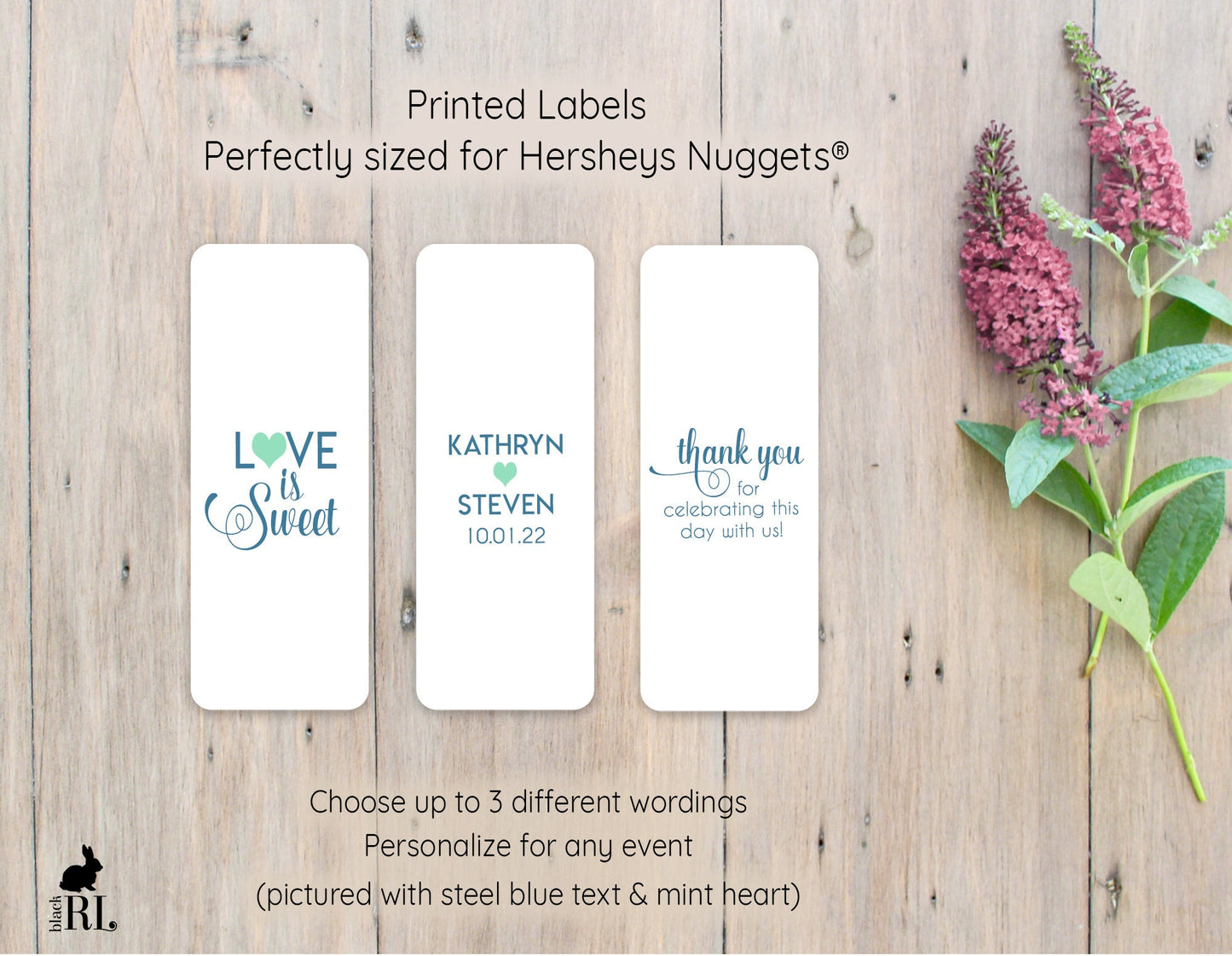 Printed Hershey's Nugget® Labels / Modern Script & Hearts - SM20