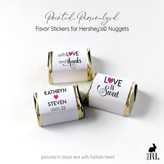 Printed Hershey's Nugget® Labels / Modern Script & Hearts - SM20