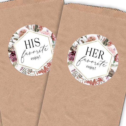 Printed His & Her Favorite Labels or Choose Their, Our, or Names / Bohemian Large Blooms - BH21