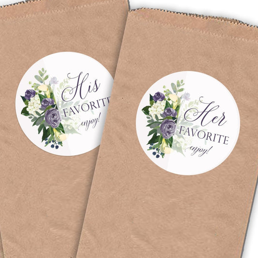 Printed His & Her Favorite Labels or Choose Their, Our, or Names / Purple Spring Bouquet Calla Lily - PC21